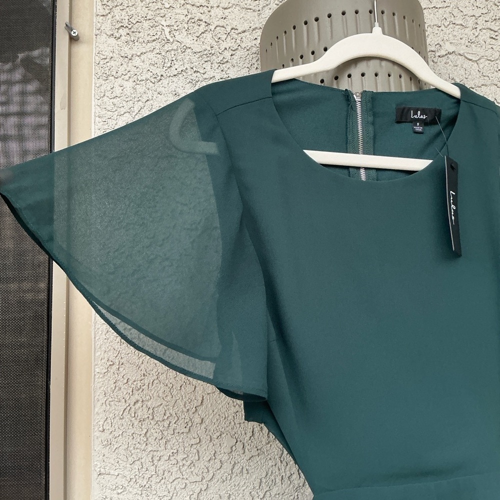 NWT Lulu’s Blissful Love Dark Green Cutout Mini Skater Small Flirty Whimsy Glam - Picture 8 of 9